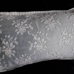Silk, Lace Cushion - Emeraude -Handcrafted Silk & Boudoir Cushion in Duck Egg Silk, Turquoise Ivory - thumbnail 3