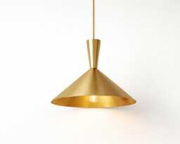 Golden Aluminum Pendant Light Handmade Accent Lamp With Plug-In Cord - thumbnail 1