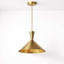 Golden Aluminum Pendant Light Handmade Accent Lamp With Plug-In Cord - thumbnail 2
