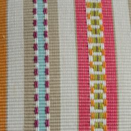 Textured Stripe Pillow Cover Set, Pink Orange Blue Tan, Kravet Fabric - thumbnail 3