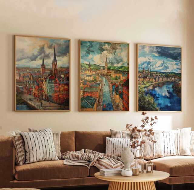 Set Of 3 Derry Posters, Northern Ireland Travel Prints, City Wall Art Set, Irish Poster Decor, Print Gift For Home - image 1