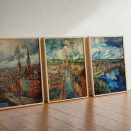 Set Of 3 Derry Posters, Northern Ireland Travel Prints, City Wall Art Set, Irish Poster Decor, Print Gift For Home - thumbnail 2