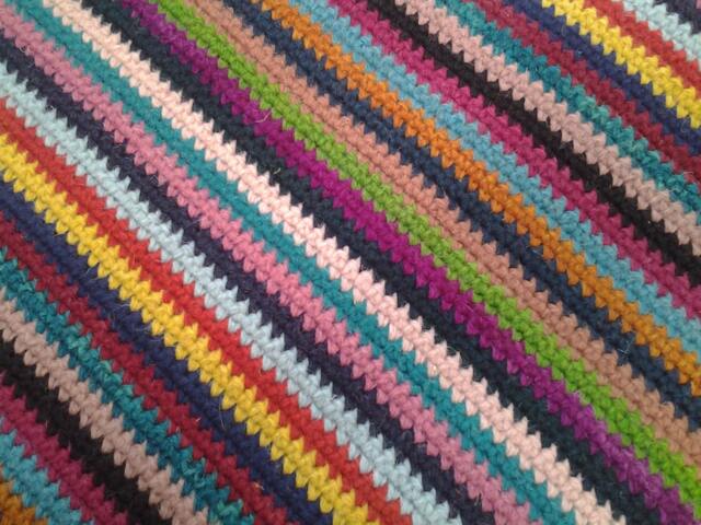 Handmade Wool Area Rug Colorful Striped Crochet Rug - image 1