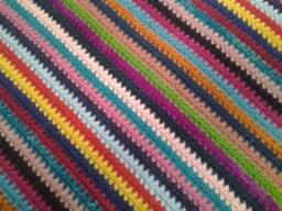 Handmade Wool Area Rug Colorful Striped Crochet Rug - thumbnail 1