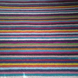 Handmade Wool Area Rug Colorful Striped Crochet Rug - thumbnail 4