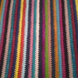 Handmade Wool Area Rug Colorful Striped Crochet Rug - thumbnail 3