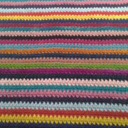 Handmade Wool Area Rug Colorful Striped Crochet Rug - thumbnail 2