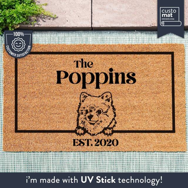 Pomeranian Dog Door Mat - Doormat- Custom Pet Breed Personalized Animal Doormat Couples Gift New Home - image 1