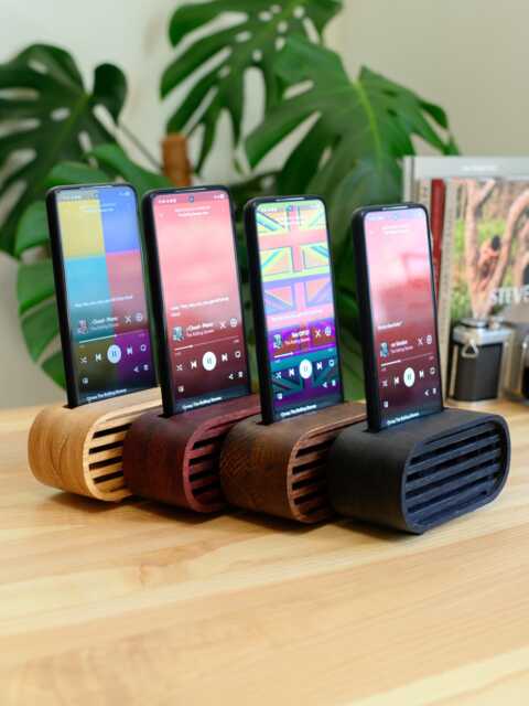 Wooden Phone Speaker Stand - Passive Acoustic Amplifier Personalized Gift For Him - image 1