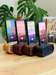 Wooden Phone Speaker Stand - Passive Acoustic Amplifier Personalized Gift For Him - thumbnail 1