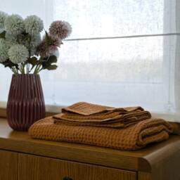 Waffle Linen Towel Set Organic Flax Cotton Bath Towels - thumbnail 3
