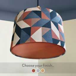 Art Deco Lampshade Geometric Blue Light Shade, Handmade in UK