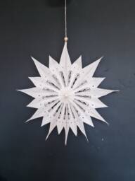Large Boho White Or Brown Lace Paper Christmas Star Hanging Decoration With Wooden Little/Snowflake Window Decor Ornament