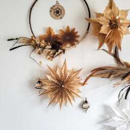 Large Boho White Or Brown Lace Paper Christmas Star Hanging Decoration With Wooden Little/Snowflake Window Decor Ornament - thumbnail 4