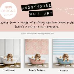 Apricot Cocker Spaniel Dog in A Bath Print, Bathing, Funny Bathroom Animal Bathtub, Dog Tub Whimsy - thumbnail 2