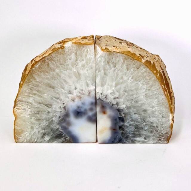 Natural Agate Bookend Pair - 9 To 12 lb Geode Home Decor - Rk1-27 - image 1