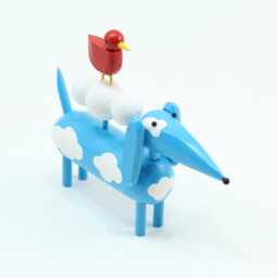 Blue Sky Doxie - Wood Dachshund Figure Folk Art Animal Reclaimed Dog Sculpture - thumbnail 2