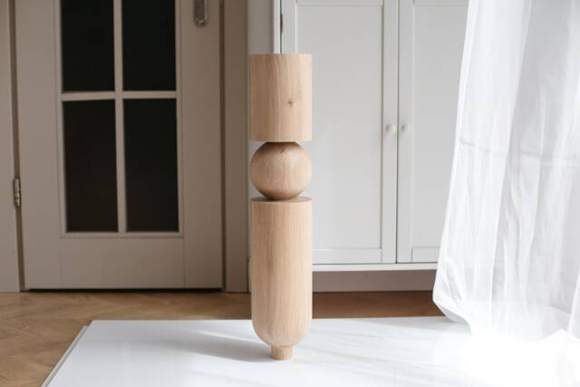 Handmade Turned Wood Table Leg - H690mm - Unfinished Baltic Birch, Oak, Ash Wood - image 1