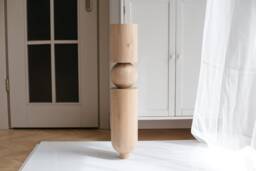 Handmade Turned Wood Table Leg - H690mm - Unfinished Baltic Birch, Oak, Ash Wood - thumbnail 1