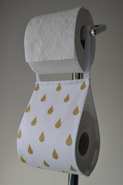 Toilet Paper Roll Holder Storage White With Gold Drops At 1 Or 2 Rolls. Fabric Decorative Bathroom Decoration. Storage - image 1