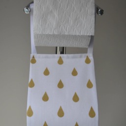 Toilet Paper Roll Holder Storage White With Gold Drops At 1 Or 2 Rolls. Fabric Decorative Bathroom Decoration. Storage - thumbnail 2