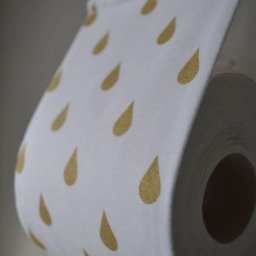 Toilet Paper Roll Holder Storage White With Gold Drops At 1 Or 2 Rolls. Fabric Decorative Bathroom Decoration. Storage - thumbnail 3