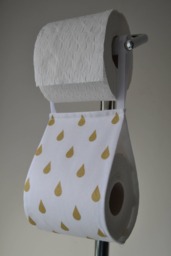 Toilet Paper Roll Holder Storage White With Gold Drops At 1 Or 2 Rolls. Fabric Decorative Bathroom Decoration. Storage - thumbnail 1