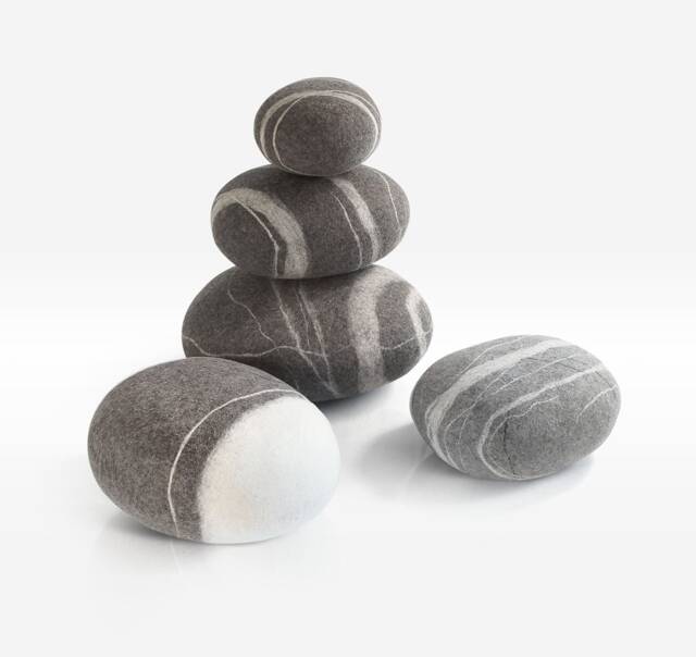 Pouf Felted Wool Stone Ottoman Soft Rock Set #1 - image 1