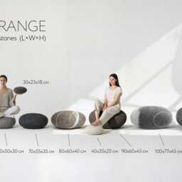 Pouf Felted Wool Stone Ottoman Soft Rock Set #1 - thumbnail 3