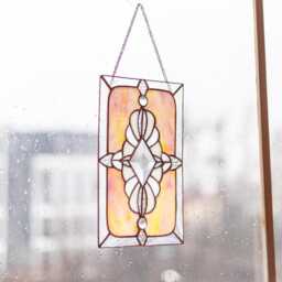 Pink Stained Glass Suncatcher Window Hanging, Home Decor - thumbnail 4