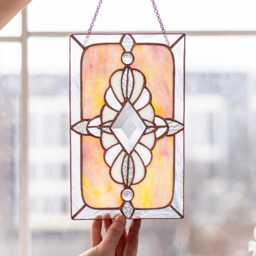Pink Stained Glass Suncatcher Window Hanging, Home Decor - thumbnail 2