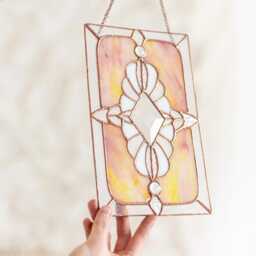 Pink Stained Glass Suncatcher Window Hanging, Home Decor - thumbnail 3