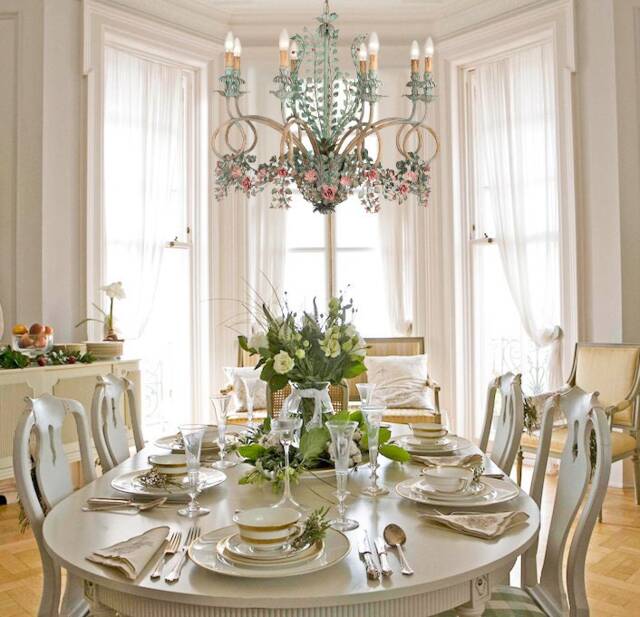 Gorgeous Firenze Chandelier Hand Forged Wrought Iron With Painted Flowers - image 1