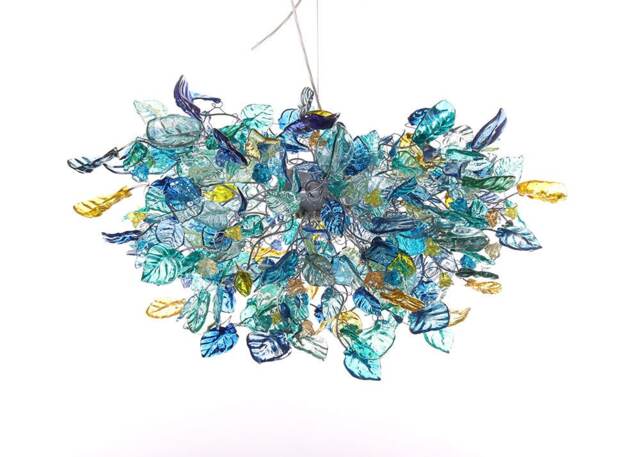Large Hanging Chandeliers With Sea Color Flowers & Leaves For Dining Room, Living Room - image 1