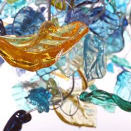 Large Hanging Chandeliers With Sea Color Flowers & Leaves For Dining Room, Living Room - thumbnail 3