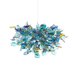 Large Hanging Chandeliers With Sea Color Flowers & Leaves For Dining Room, Living Room - thumbnail 2