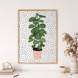 Polka Dot Plant Print, Indoor Wall Art, Plants, Kitchen Bedroom House Plant, Fake Plant, Print - thumbnail 1