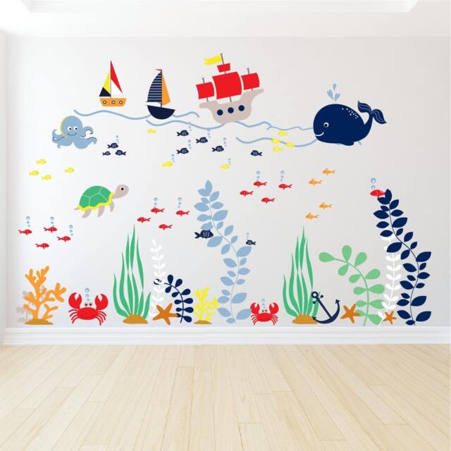 Kids Room Decals, Nautical Ocean Wall Decals - Sea Life Nursery Decor - image 1