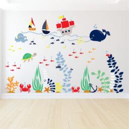 Kids Room Decals, Nautical Ocean Wall Decals - Sea Life Nursery Decor - thumbnail 1