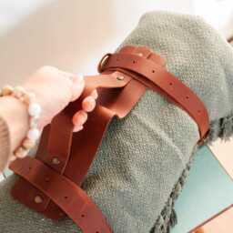 Leather Blanket Carrier, Picnic Strap, Blanket Roll, Custom Strap, Mat Carrier - thumbnail 4