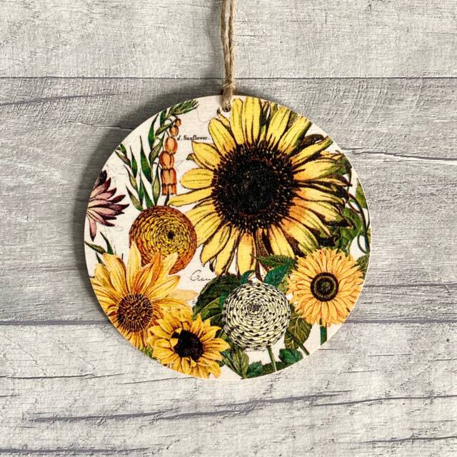 Sunflower Decoration, Wooden Botanical Wall Decor, Autumn Floral Ornament, Gifts For Her Birthday - image 1