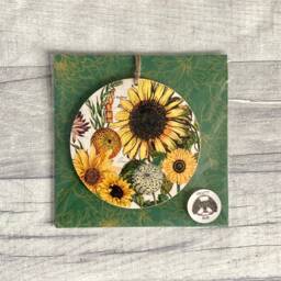 Sunflower Decoration, Wooden Botanical Wall Decor, Autumn Floral Ornament, Gifts For Her Birthday - thumbnail 2