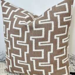 Luxury Taupe White Cushion For A Bed, Beds, Sofa, Sofa Set, Bed Textured Cushion, Scatter Cushion - Style No. 184 - thumbnail 2