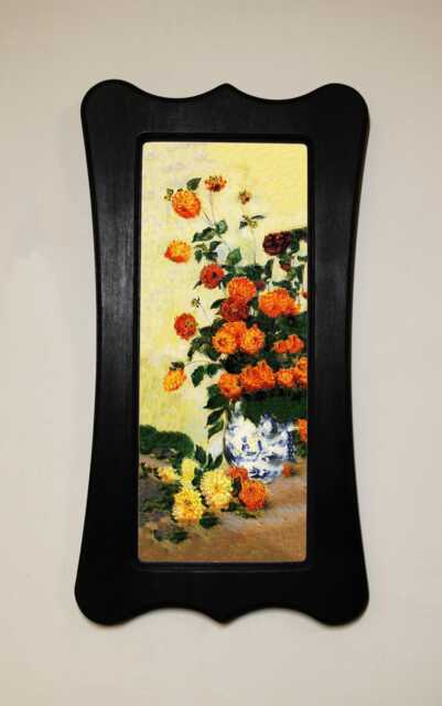 Black Wooden Framed Picture, Art Nouveau Style, Claude Monet, Dahlias, Print, Wall Hanging Home Decor - image 1