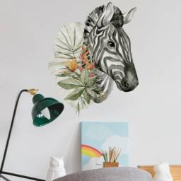 Watercolour Zebra Wall Sticker Pack, Jungle Stickers, Safari Room Decor - thumbnail 2