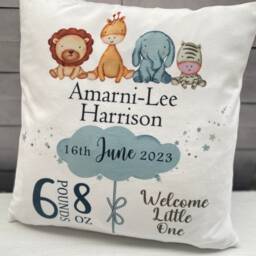 Personalised New Baby Animal Cushion Cover - Cover Only - Add Baby Weight & Date - thumbnail 2