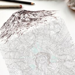 Mount St Helens Topographic Map & Mountain Sketches Washington - Art Print Pacific Northwest Cascade Range Volcano - thumbnail 2