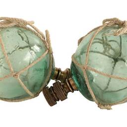 Petite Netted Aqua Glass Lamp Finials On Bronze Hardware - A Single Finial Or Matching Pair - thumbnail 2