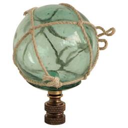 Petite Netted Aqua Glass Lamp Finials On Bronze Hardware - A Single Finial Or Matching Pair - thumbnail 3