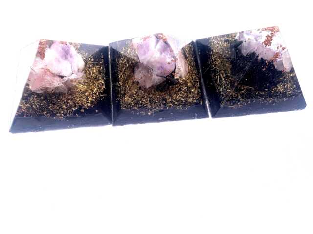 Orgone Pyramid Set, Copper Quartz Crystal, Emf Protection - image 1